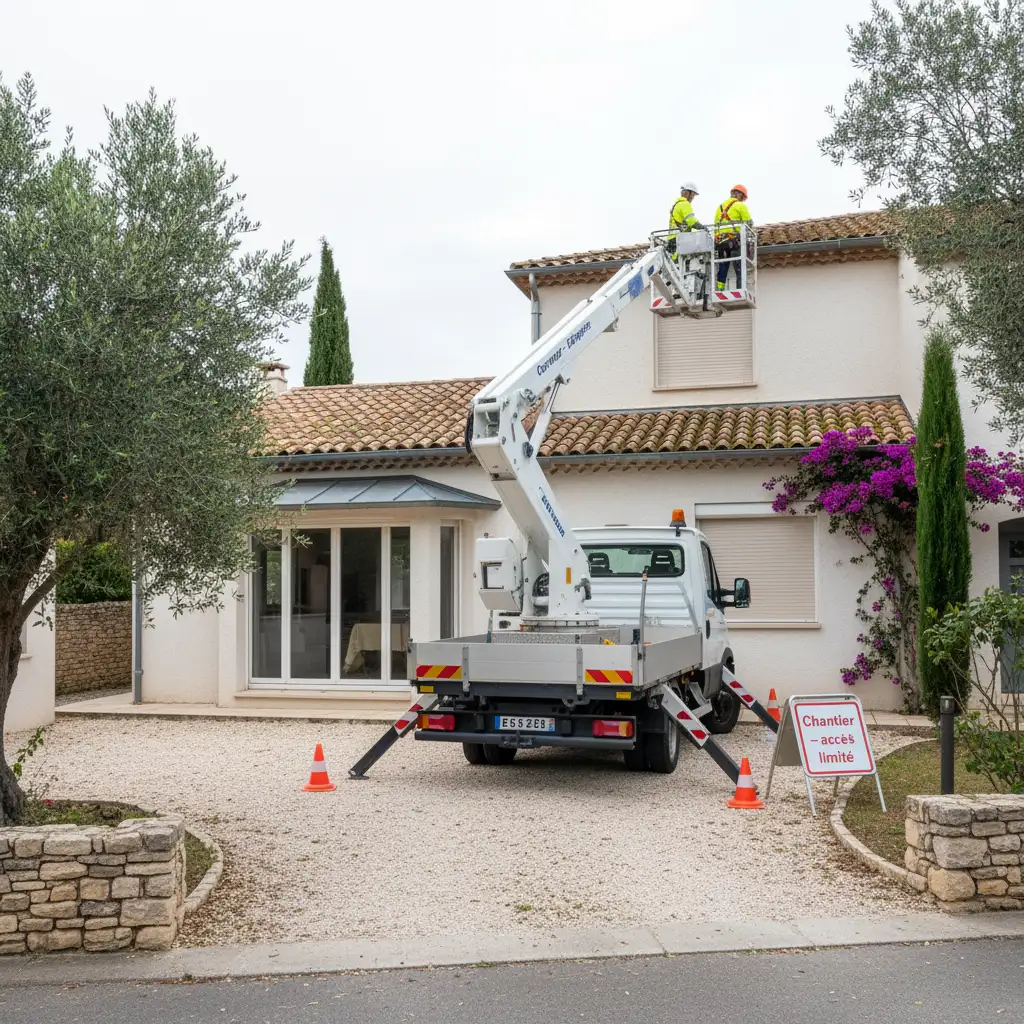 intervention toiture  avec nacelle à Annnonay